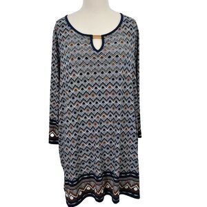 JM Collection Tunic Top Flowy Stretch Womens Size 3X Cutout Metal Rhinestone